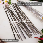 BBQ SKEWERS stainless steel reusable very sharp tip - tusuk sate 32cm 5pcs
